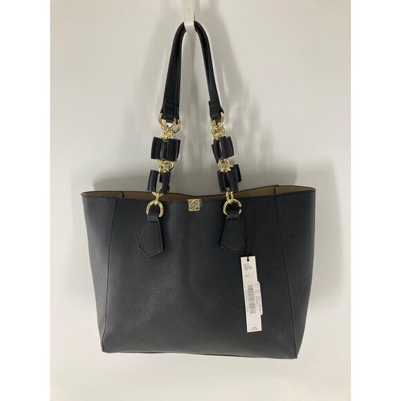 ANTONIO MELANI BLACK LEATHER SHOULDER BAG WITH CARD WALLET - Picture 1 of 13